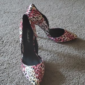 Colorful cheetah like print heels